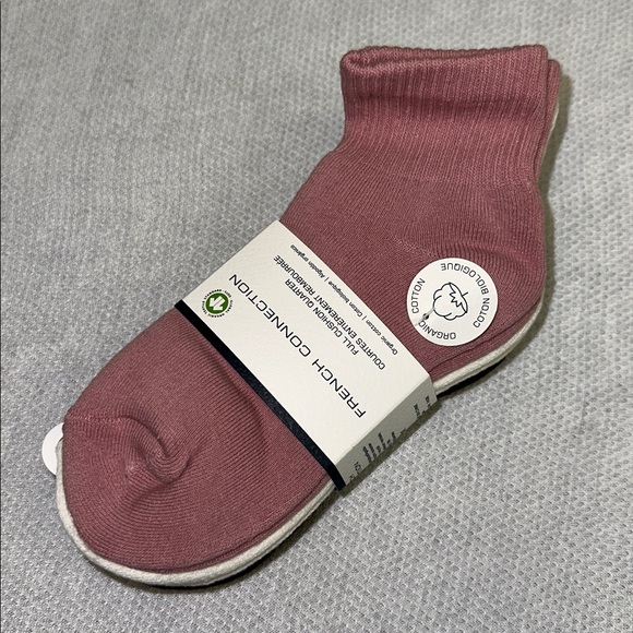 French Connection 5pk Solid Pink Ivory Tan Brown Organic Cotton Blend Knit Socks - Picture 1 of 10
